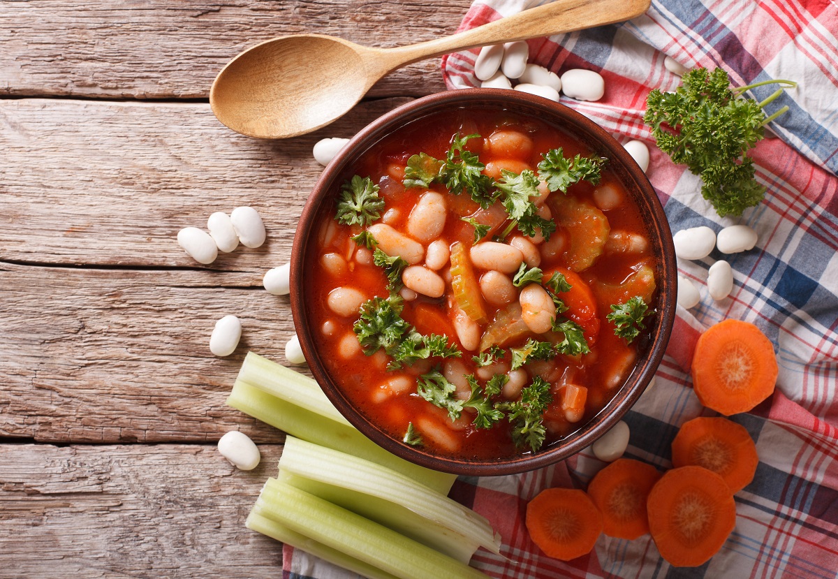 Homemade,Bean,Soup,With,Ingredients.,Horizontal,View,From,Above